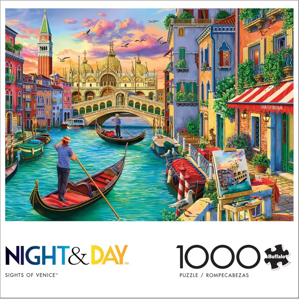 BUFFALO Jigsaw Puzzle Night & Day Sights of Venice 1000 Pieces Age 14+ EUC
